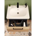 VitrA Root Flat Lavabo Dolabı, 60 cm, İki Çekmeceli, Dar, Yuvarlak Lavabo, Doğal Meşe - 68107 - Banyo Alt Modülleri - 8
