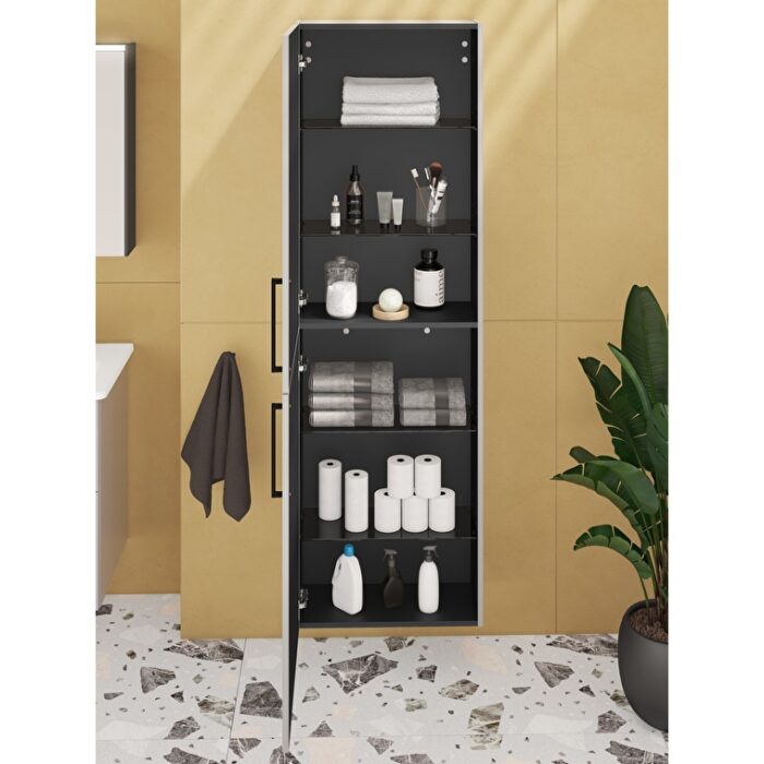 VitrA Root Flat Boy Dolabı, 55 cm, İki Kapaklı, Dar, Parlak Sahra Beji - Görsel 4