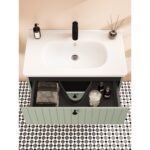 VitrA Root Groove Lavabo Dolabı, 80 cm, İki Çekmeceli, Yuvarlak Lavabo, Mat Retro Yeşil - 69442 - Banyo Alt Modülleri - 5
