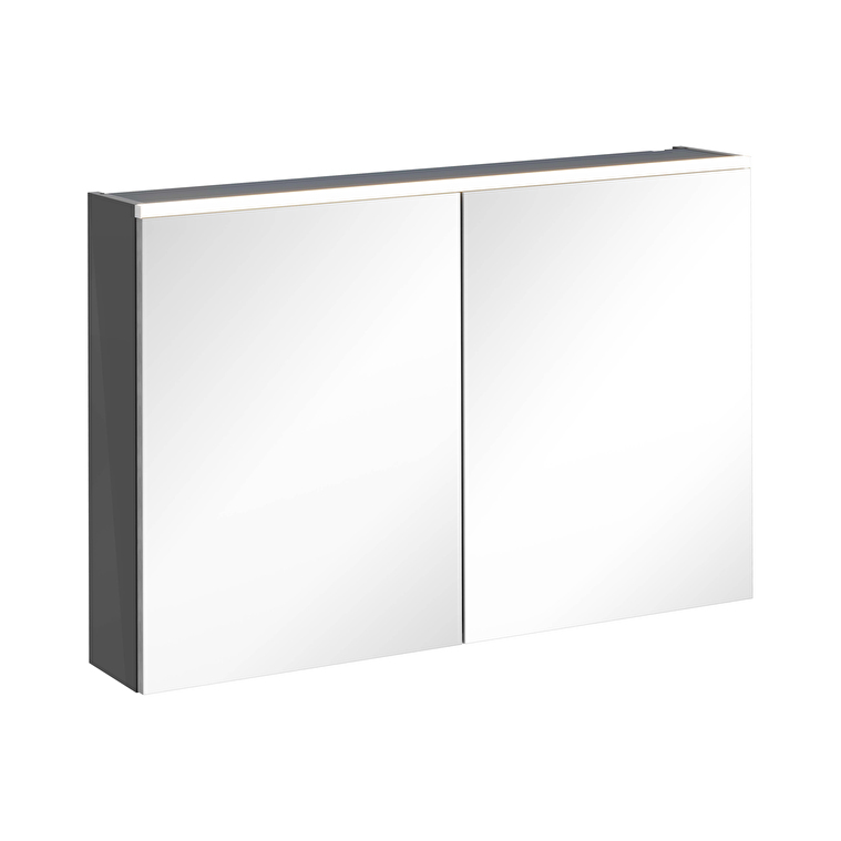 VitrA Core Dolaplı Ayna, 100 cm, Aydınlatmalı, Parlak Antrasit - 67623 - Banyo Üst Modülleri