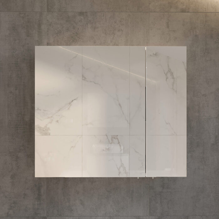 VitrA Mia Asimetrik Dolaplı Ayna, 80 cm, İki Kapaklı, Parlak Beyaz - Görsel 6