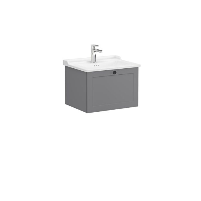 VitrA Root Classic Lavabo Dolabı, 60 cm, Bir Çekmeceli, Klasik Lavabo, Mat Gri - Görsel 2