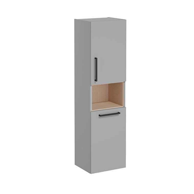 VitrA Root Flat Boy Dolabı, 40 cm, İki Kapaklı, Kısa, Çamaşır Sepetli, Mat Kaya Gri, Sağ - 68010 - Boy Dolaplar