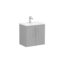 VitrA Root Flat Lavabo Dolabı, 60 cm, İki Kapaklı, Dar, Yuvarlak Lavabo, Mat Kaya Gri - 68078 - Banyo Alt Modülleri