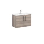 VitrA Root Flat Lavabo Dolabı, 80 cm, İki Kapaklı, Dar, Yuvarlak Lavabo, Cordoba - 68089 - Banyo Alt Modülleri - 1