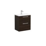 VitrA Root Flat Lavabo Dolabı, 60 cm, İki Çekmeceli, Dar, Yuvarlak Lavabo, Ceviz - Görsel 2