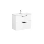 VitrA Root Flat Lavabo Dolabı, 80 cm, İki Çekmeceli, Dar, Yuvarlak Lavabo, Parlak Beyaz - 68120 - Banyo Alt Modülleri - 1