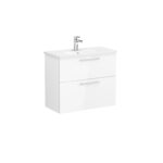 VitrA Root Flat Lavabo Dolabı, 80 cm, İki Çekmeceli, Dar, Yuvarlak Lavabo, Parlak Beyaz - 68120 - Banyo Alt Modülleri - 2
