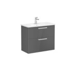 VitrA Root Flat Lavabo Dolabı, 80 cm, İki Çekmeceli, Dar, Yuvarlak Lavabo, Parlak Antrasit - Görsel 2
