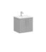 VitrA Root Flat Lavabo Dolabı, 60 cm, İki Kapaklı, Köşeli Lavabo, Mat Kaya Gri - 68130 - Banyo Alt Modülleri