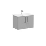 VitrA Root Flat Lavabo Dolabı, 80 cm, İki Kapaklı, Köşeli Lavabo, Mat Kaya Gri - 68148 - Banyo Alt Modülleri - 2
