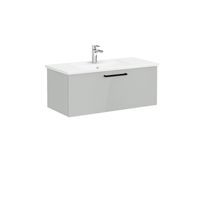 VitrA Root Flat Lavabo Dolabı, 100 cm, Bir Çekmeceli, Köşeli Lavabo, Parlak İnci Grisi - Görsel 6