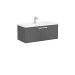 VitrA Root Flat Lavabo Dolabı, 100 cm, Bir Çekmeceli, Köşeli Lavabo, Parlak Antrasit - Görsel 6