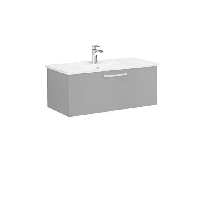 VitrA Root Flat Lavabo Dolabı, 100 cm, Bir Çekmeceli, Köşeli Lavabo, Mat Kaya Gri - 68242 - Banyo Alt Modülleri - 1
