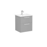 VitrA Root Flat Lavabo Dolabı, 60 cm, İki Çekmeceli, Köşeli Lavabo, Mat Kaya Gri - Görsel 2