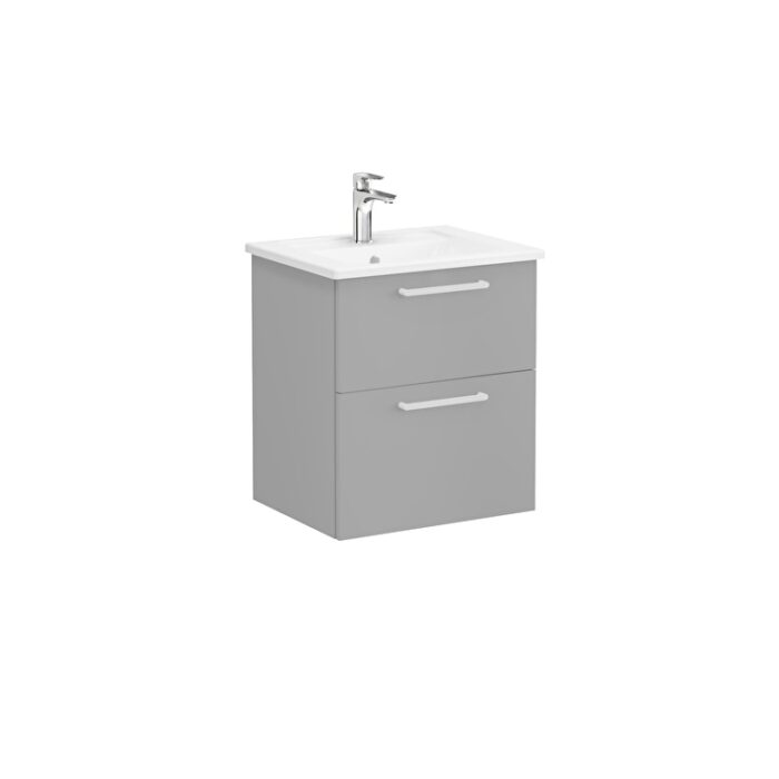 VitrA Root Flat Lavabo Dolabı, 60 cm, İki Çekmeceli, Köşeli Lavabo, Mat Kaya Gri - Görsel 2