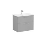 VitrA Root Flat Lavabo Dolabı, 80 cm, İki Çekmeceli, Köşeli Lavabo, Mat Kaya Gri - 68285 - Banyo Alt Modülleri - 1