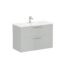 VitrA Root Flat Lavabo Dolabı, 100 cm, İki Çekmeceli, Köşeli Lavabo, Parlak İnci Grisi - 68304 - Banyo Alt Modülleri