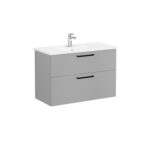 VitrA Root Flat Lavabo Dolabı, 100 cm, İki Çekmeceli, Köşeli Lavabo, Mat Kaya Gri - 68307 - Banyo Alt Modülleri - 2