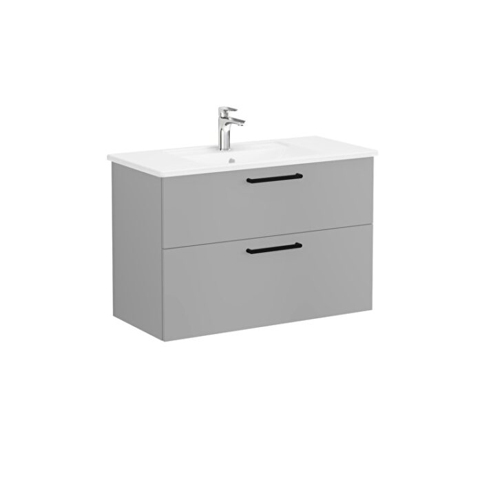68307_01_a01c7ca9dd888bb1093f40cf8096cbdf2a2264f9-3.jpg VitrA Root Flat Lavabo Dolabı, 100 cm, İki Çekmeceli, Köşeli Lavabo, Mat Kaya Gri - 68307 - Banyo Alt Modülleri - 2
