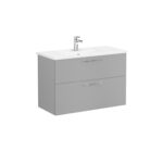 VitrA Root Flat Lavabo Dolabı, 100 cm, İki Çekmeceli, Köşeli Lavabo, Mat Kaya Gri - 68307 - Banyo Alt Modülleri - 1