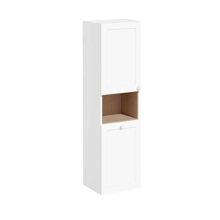 VitrA Root Classic Boy Dolabı, 40 cm, İki Kapaklı, Kısa, Çamaşır Sepetli, Mat Beyaz, Sol - 68517 - Boy Dolaplar