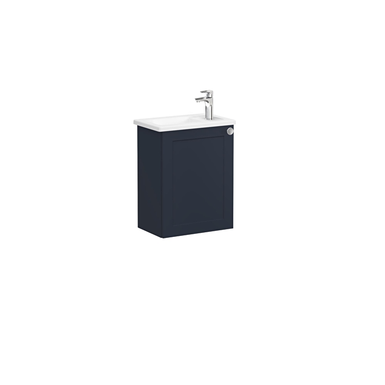 VitrA Root Classic Lavabo Dolabı, 45 cm, Bir Kapaklı, Dar, Köşeli Lavabo, Mat Lacivert, Sol - 68608 - Banyo Alt Modülleri