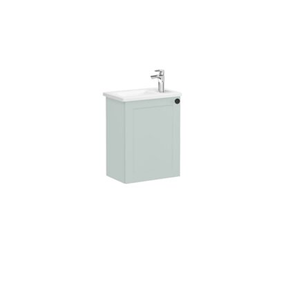 VitrA Root Classic Lavabo Dolabı, 45 cm, Bir Kapaklı, Dar, Köşeli Lavabo, Mat Retro Yeşil, Sol - 68609 - Banyo Alt Modülleri