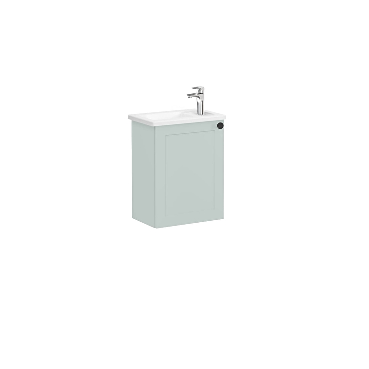 VitrA Root Classic Lavabo Dolabı, 45 cm, Bir Kapaklı, Dar, Köşeli Lavabo, Mat Retro Yeşil, Sol - 68609 - Banyo Alt Modülleri