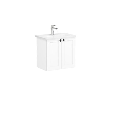 VitrA Root Classic Lavabo Dolabı, 60 cm, İki Kapaklı, Dar, Yuvarlak Lavabo, Mat Beyaz - 68638 - Banyo Alt Modülleri