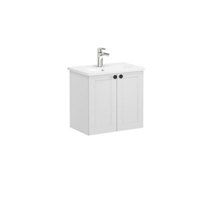 VitrA Root Classic Lavabo Dolabı, 60 cm, İki Kapaklı, Dar, Yuvarlak Lavabo, Mat Açık Gri - 68639 - Banyo Alt Modülleri