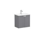 VitrA Root Classic Lavabo Dolabı, 60 cm, İki Kapaklı, Dar, Yuvarlak Lavabo, Mat Gri - 68640 - Banyo Alt Modülleri