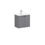 VitrA Root Classic Lavabo Dolabı, 60 cm, İki Kapaklı, Dar, Yuvarlak Lavabo, Mat Gri - 68640 - Banyo Alt Modülleri - 1