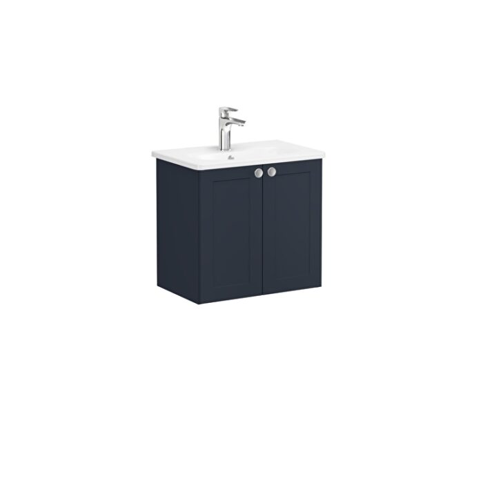 VitrA Root Classic Lavabo Dolabı, 60 cm, İki Kapaklı, Dar, Yuvarlak Lavabo, Mat Lacivert - 68643 - Banyo Alt Modülleri - 1