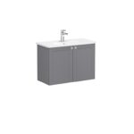 VitrA Root Classic Lavabo Dolabı, 80 cm, İki Kapaklı, Dar, Yuvarlak Lavabo, Mat Gri - 68654 - Banyo Alt Modülleri - 1