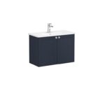 VitrA Root Classic Lavabo Dolabı, 80 cm, İki Kapaklı, Dar, Yuvarlak Lavabo, Mat Lacivert - Görsel 3