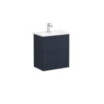 VitrA Root Classic Lavabo Dolabı, 60 cm, İki Çekmeceli, Dar, Yuvarlak Lavabo, Mat Lacivert - Görsel 2
