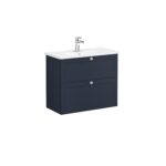 VitrA Root Classic Lavabo Dolabı, 80 cm, İki Çekmeceli, Dar, Yuvarlak Lavabo, Mat Lacivert