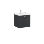 VitrA Root Classic Lavabo Dolabı, 60 cm, İki Kapaklı, Klasik Lavabo, Mat Grafit - 68705 - Banyo Alt Modülleri - 1