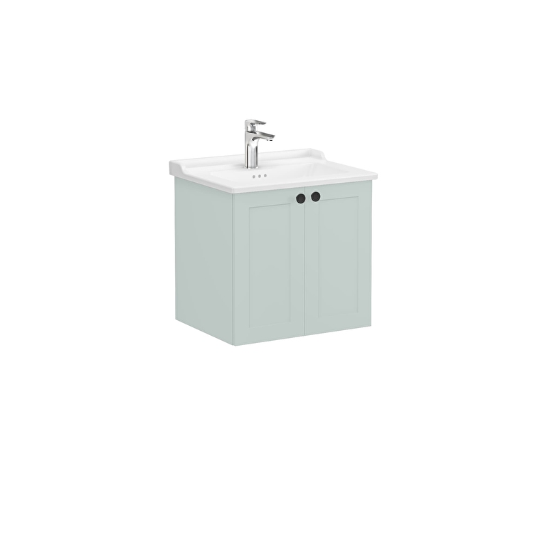 VitrA Root Classic Lavabo Dolabı, 60 cm, İki Kapaklı, Klasik Lavabo, Mat Retro Yeşil - 68707 - Banyo Alt Modülleri