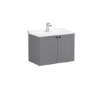 VitrA Root Classic Lavabo Dolabı, 80 cm, İki Kapaklı, Klasik Lavabo, Mat Gri - 68724 - Banyo Alt Modülleri