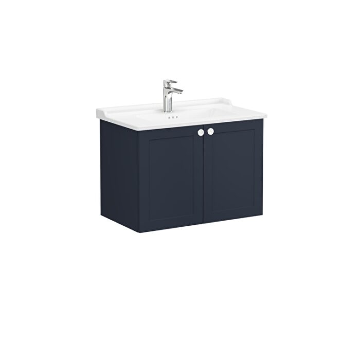 VitrA Root Classic Lavabo Dolabı, 80 cm, İki Kapaklı, Klasik Lavabo, Mat Lacivert - Görsel 2