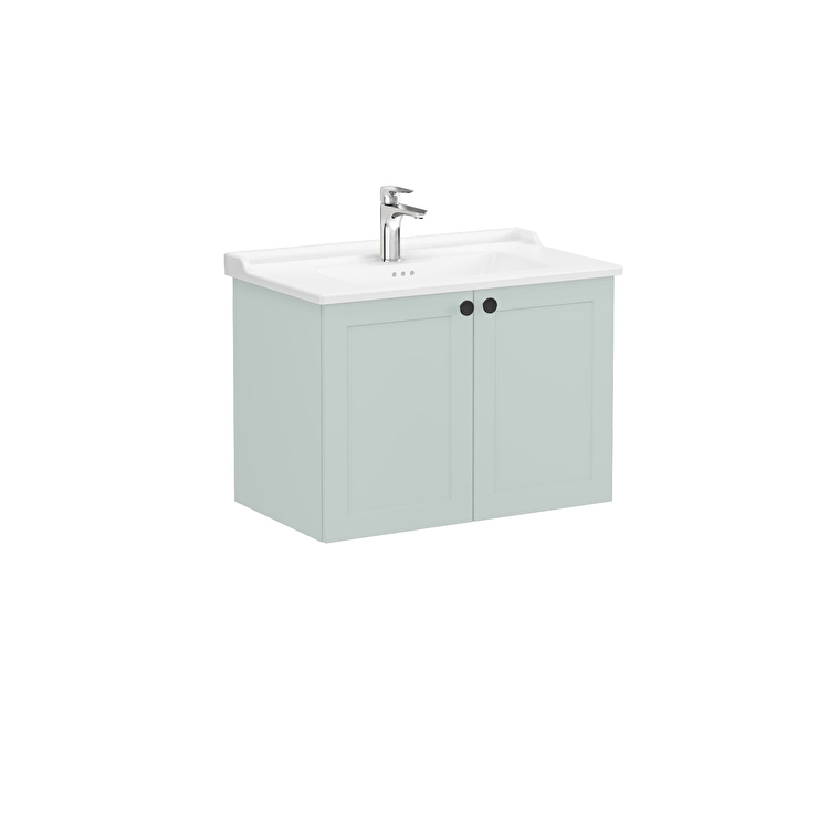 VitrA Root Classic Lavabo Dolabı, 80 cm, İki Kapaklı, Klasik Lavabo, Mat Retro Yeşil - 68728 - Banyo Alt Modülleri