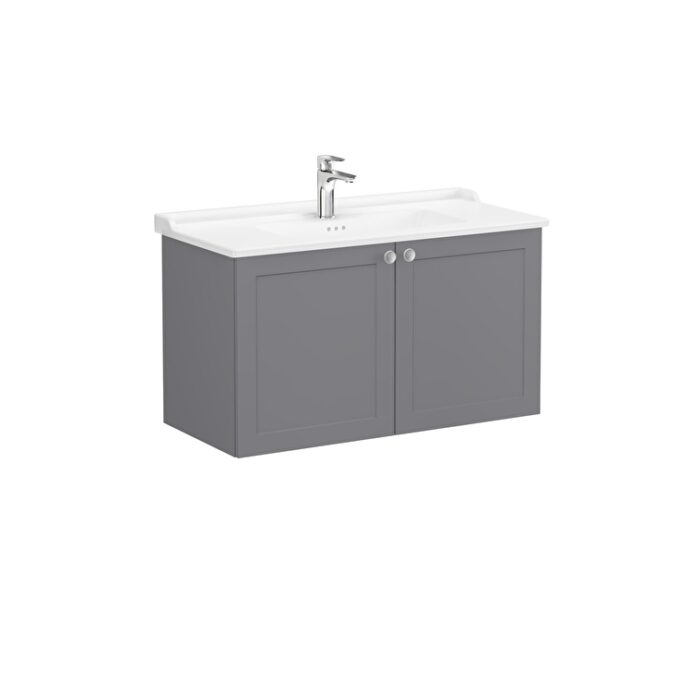 VitrA Root Classic Lavabo Dolabı, 100 cm, İki Kapaklı, Klasik Lavabo, Mat Gri - Görsel 3
