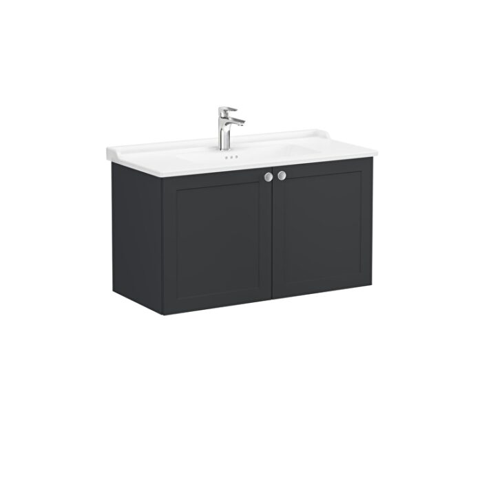 VitrA Root Classic Lavabo Dolabı, 100 cm, İki Kapaklı, Klasik Lavabo, Mat Grafit - 68747 - Banyo Alt Modülleri - 1