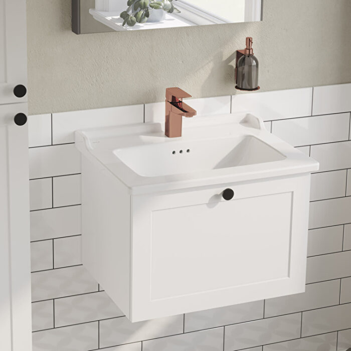 VitrA Root Classic Lavabo Dolabı, 60 cm, Bir Çekmeceli, Klasik Lavabo, Mat Beyaz - Görsel 4
