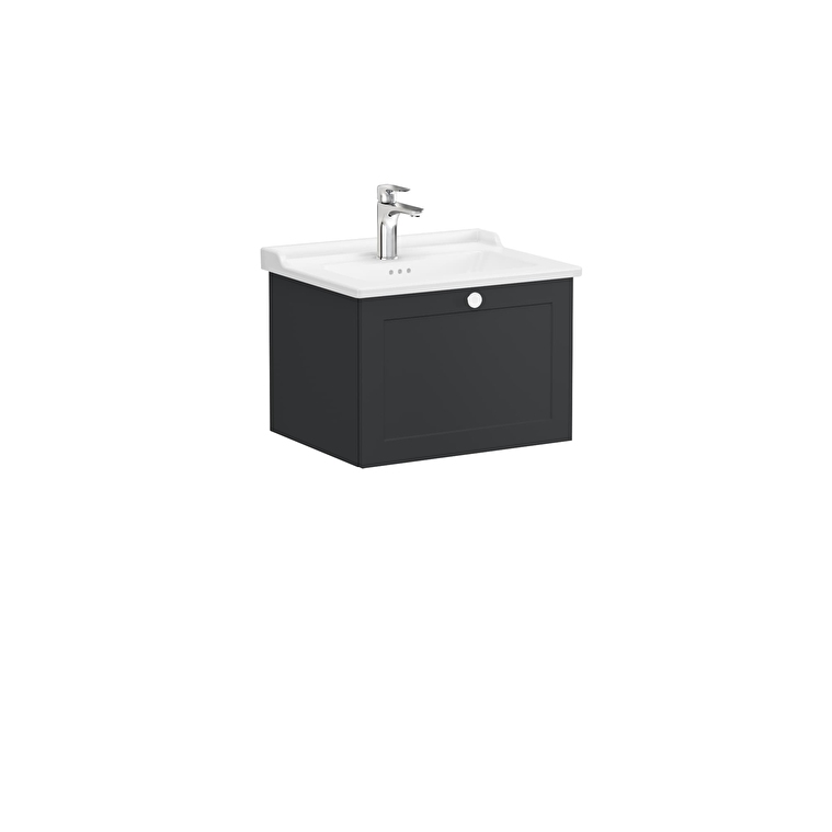 VitrA Root Classic Lavabo Dolabı, 60 cm, Bir Çekmeceli, Klasik Lavabo, Mat Grafit - 68789 - Banyo Alt Modülleri