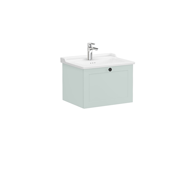 VitrA Root Classic Lavabo Dolabı, 60 cm, Bir Çekmeceli, Klasik Lavabo, Mat Retro Yeşil - 68791 - Banyo Alt Modülleri