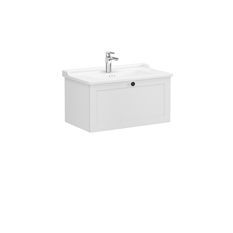 VitrA Root Classic Lavabo Dolabı, 80 cm, Bir Çekmeceli, Klasik Lavabo, Mat Açık Gri