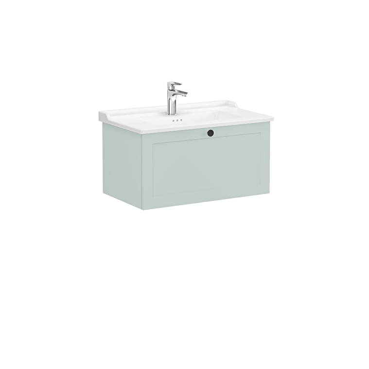 VitrA Root Classic Lavabo Dolabı, 80 cm, Bir Çekmeceli, Klasik Lavabo, Mat Retro Yeşil - 68812 - Banyo Alt Modülleri